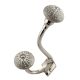 White Intricate Design Embossed Ceramic Crackle Silver Iron Hook